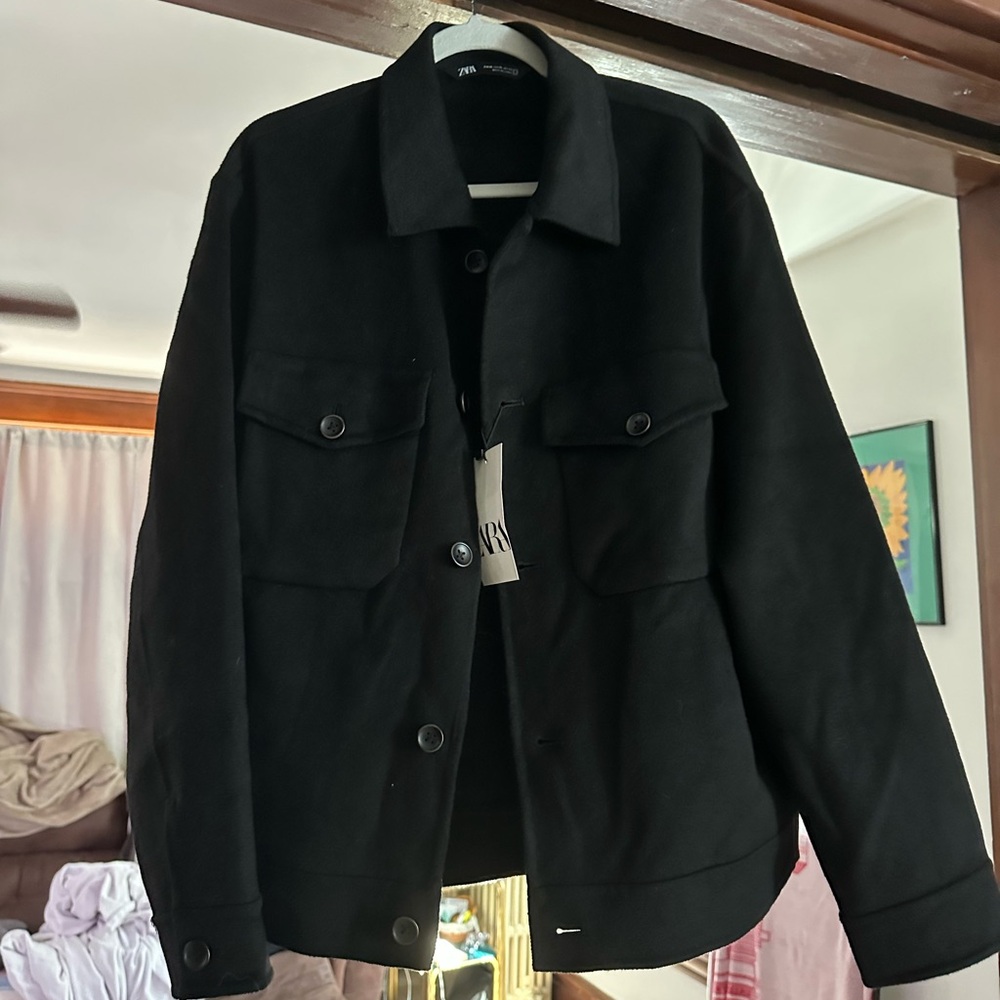 Zara Men's Classic Black Shirt Jacket